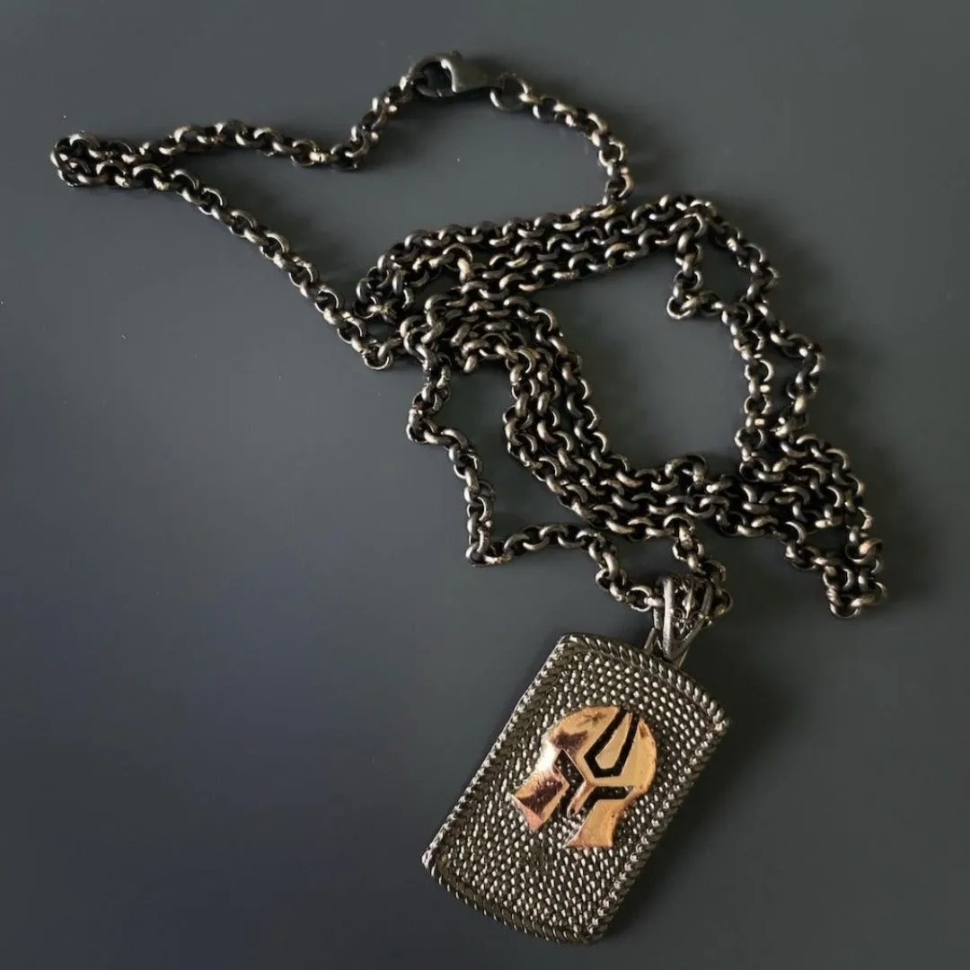Gladiator Helmet Silver Men Necklace