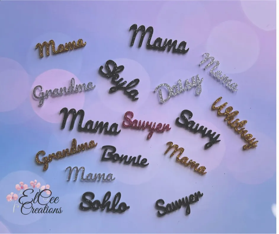 Glitter Acrylic Word Cutouts 2” - 6”