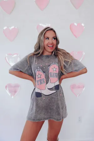 Glitter Yee Haw Graphic Tee - Charcoal
