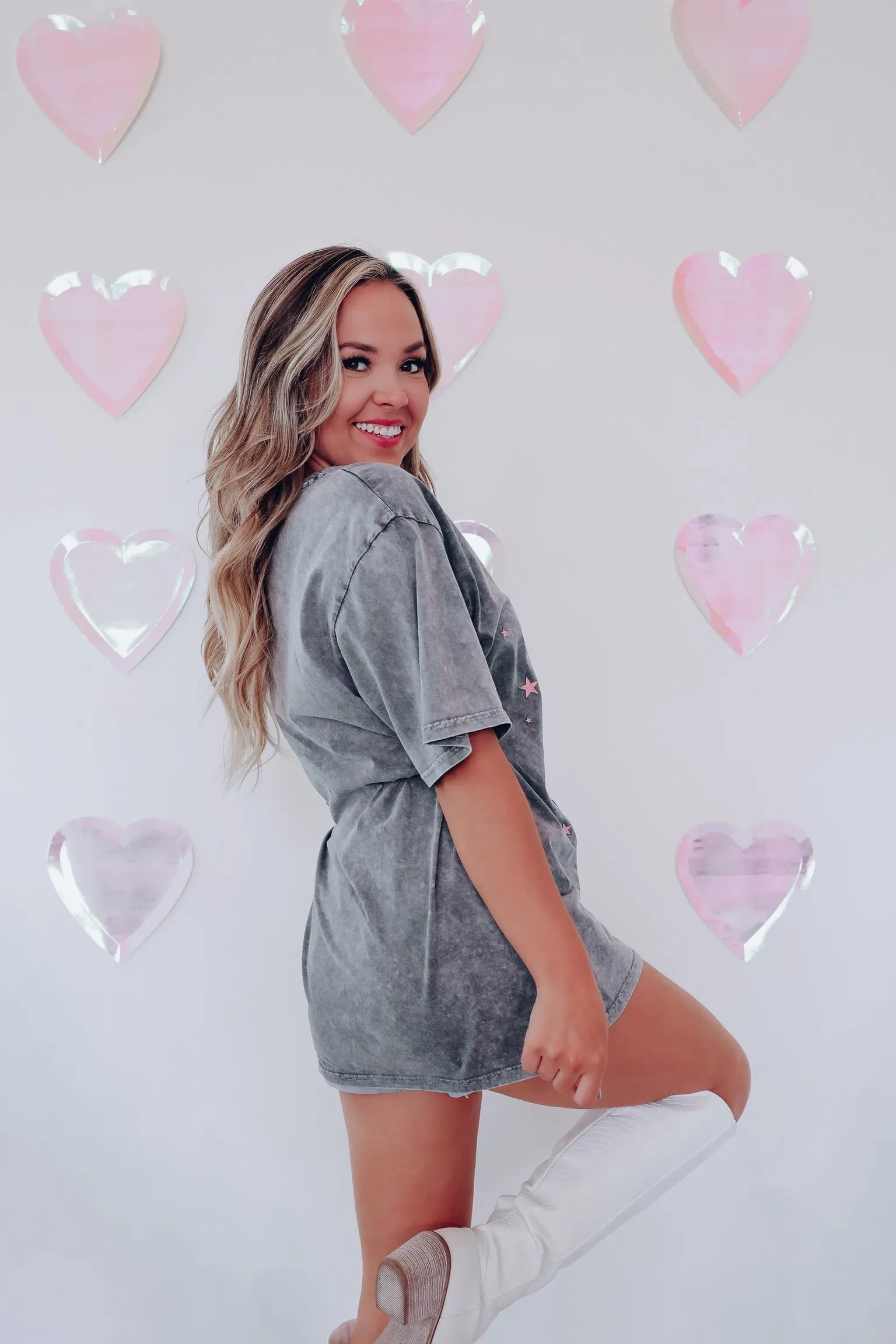 Glitter Yee Haw Graphic Tee - Charcoal