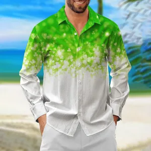 Gradient Trefoil Chest Pocket Long Sleeves Casual Shirt