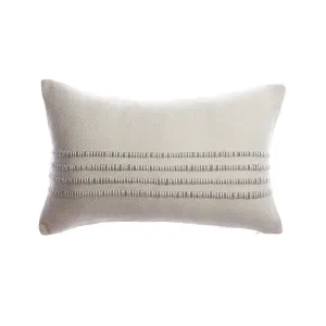 Grey Striped Lumbar Pillow