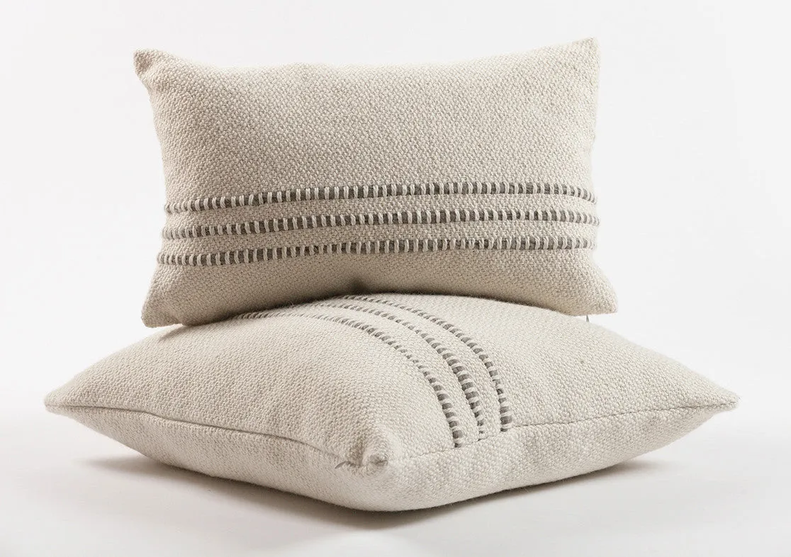 Grey Striped Lumbar Pillow