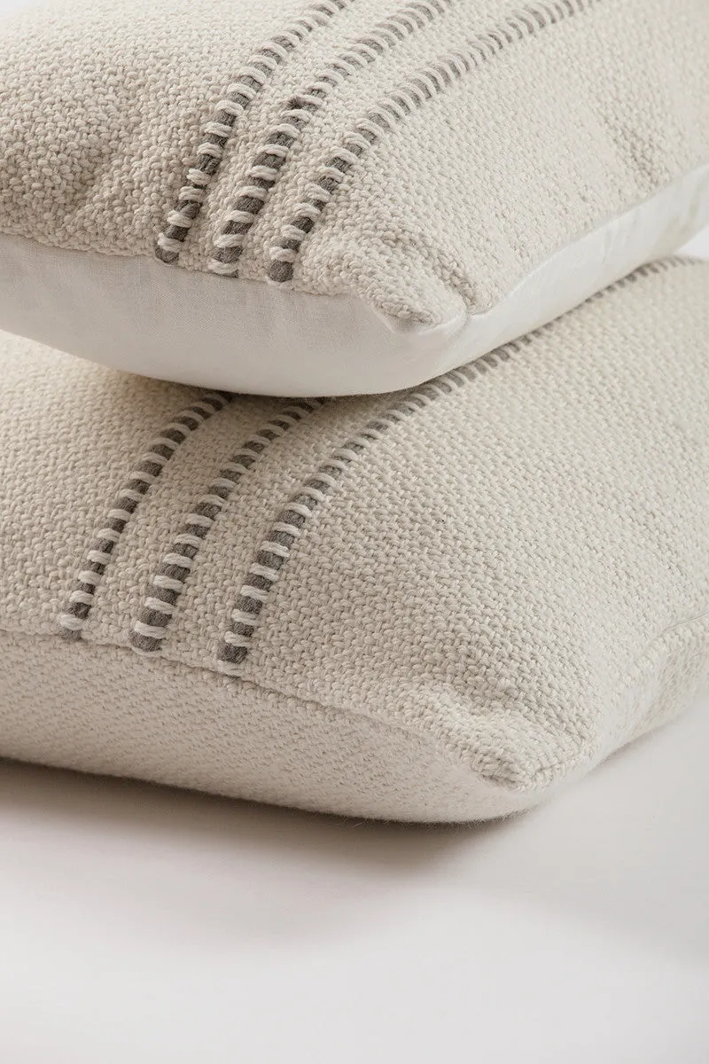 Grey Striped Lumbar Pillow