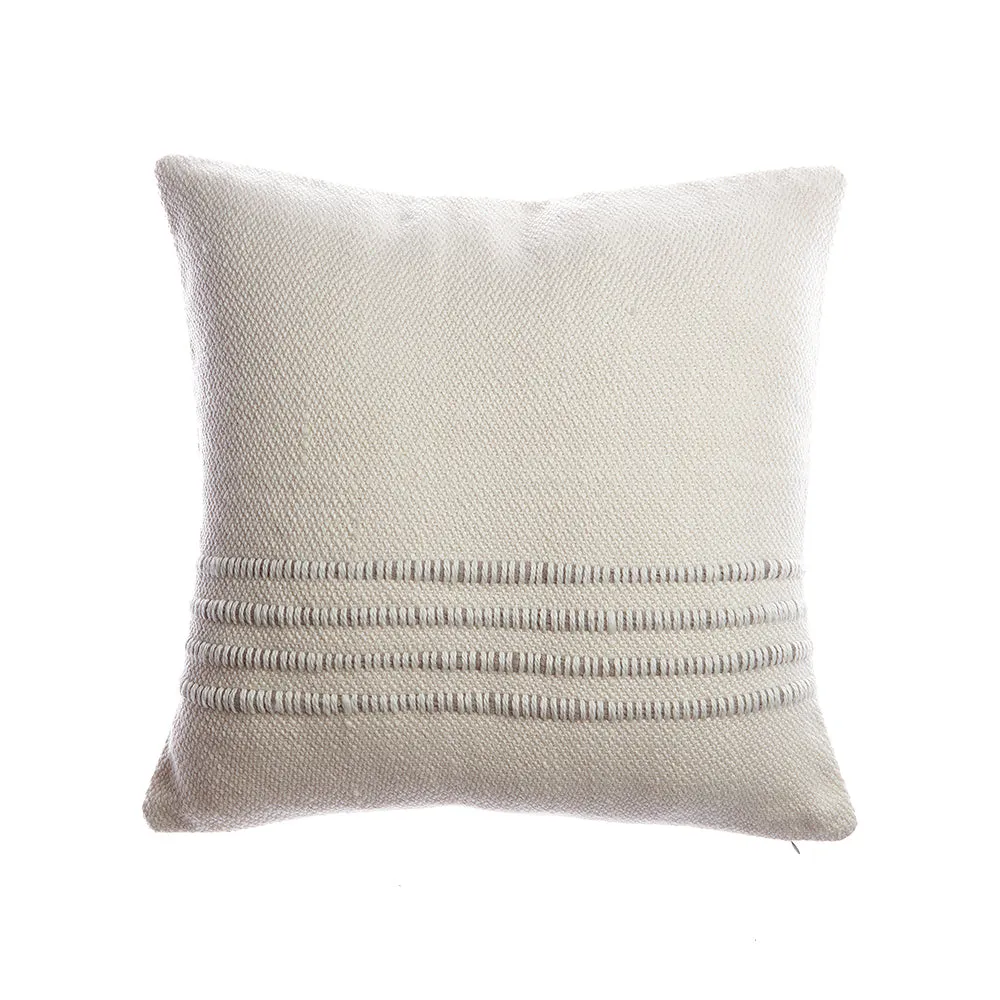 Grey Striped Lumbar Pillow