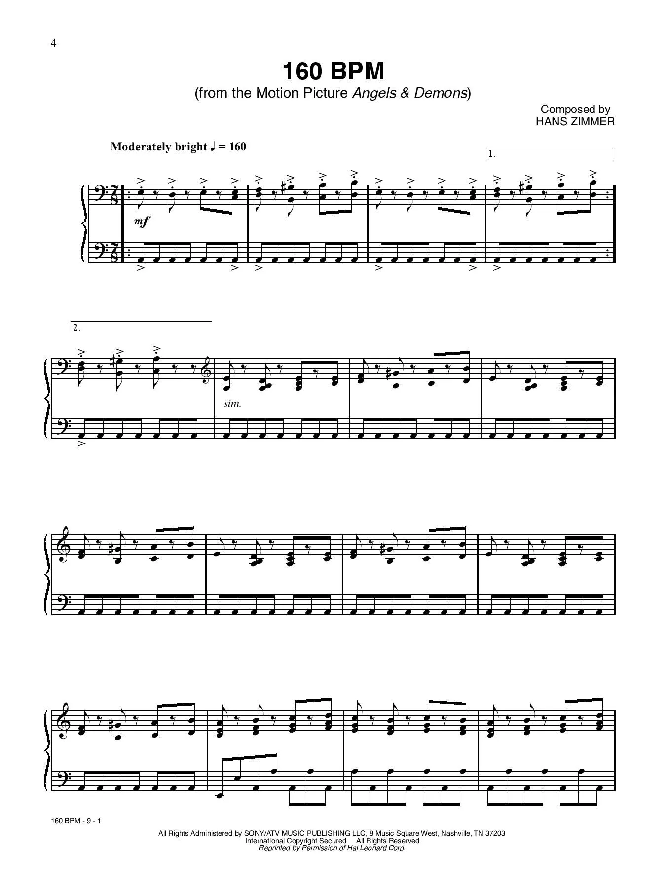 Hans Zimmer Collection, Piano / Vocal / Chords