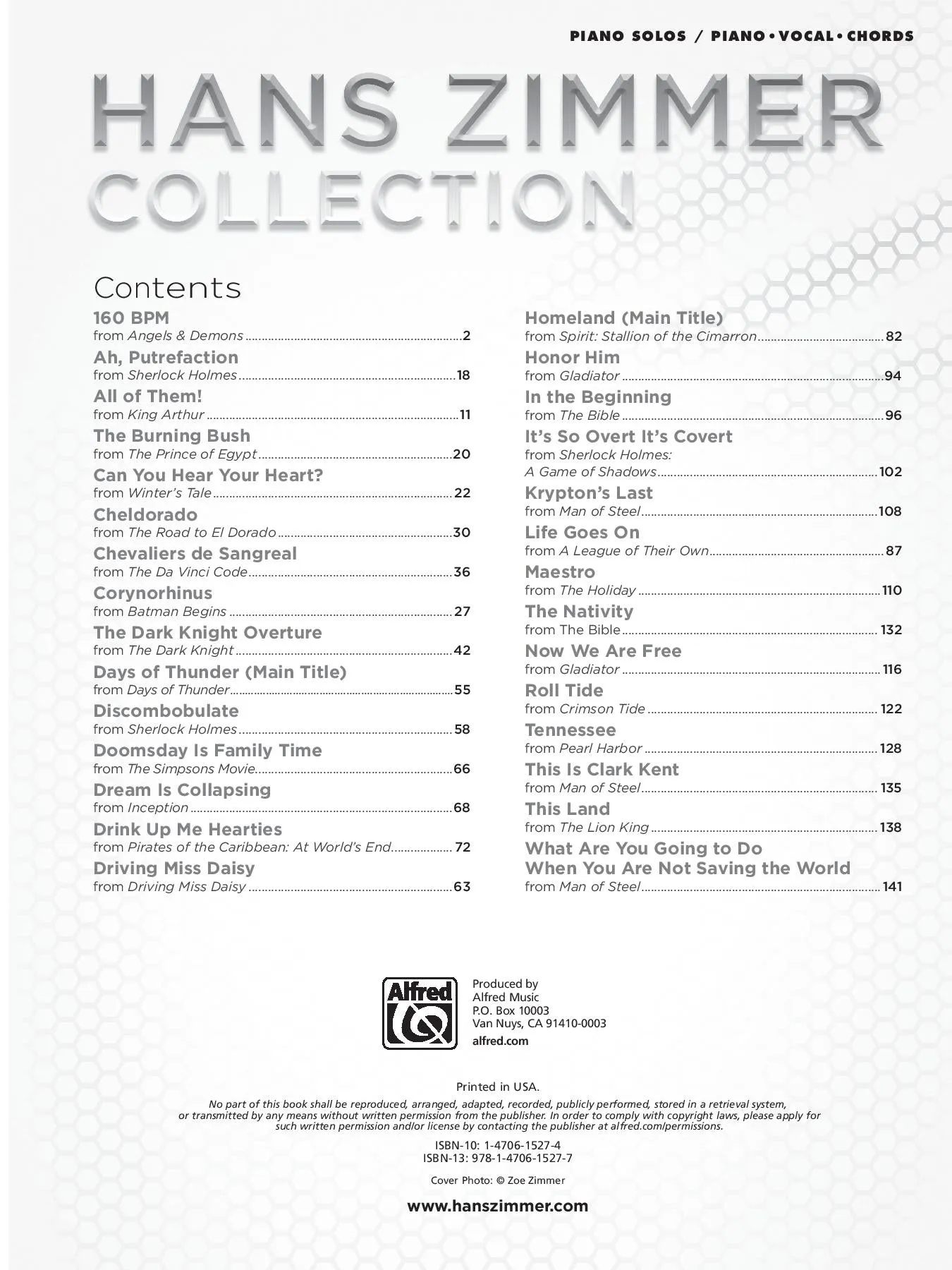Hans Zimmer Collection, Piano / Vocal / Chords