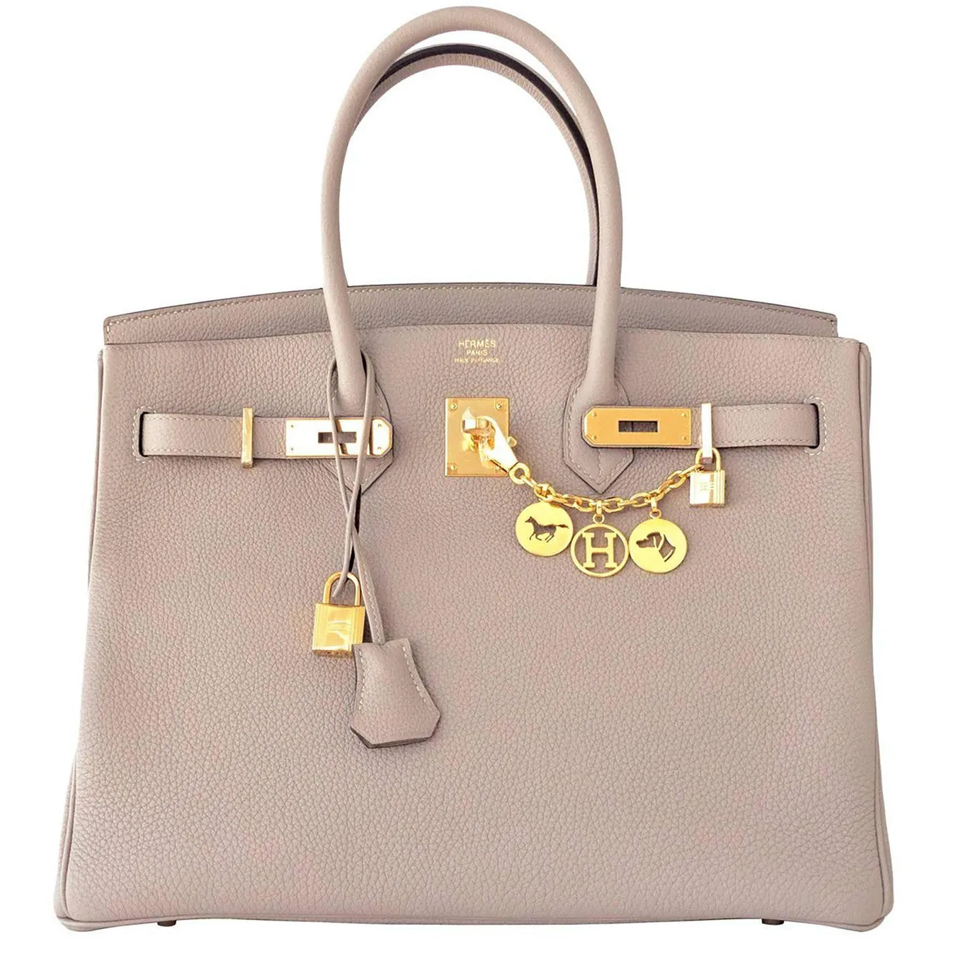 Hermes Gris Tourterelle 35cm Dove Grey Togo Birkin Gold Bag Chic