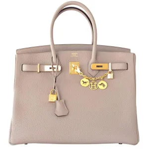 Hermes Gris Tourterelle 35cm Dove Grey Togo Birkin Gold Bag Chic
