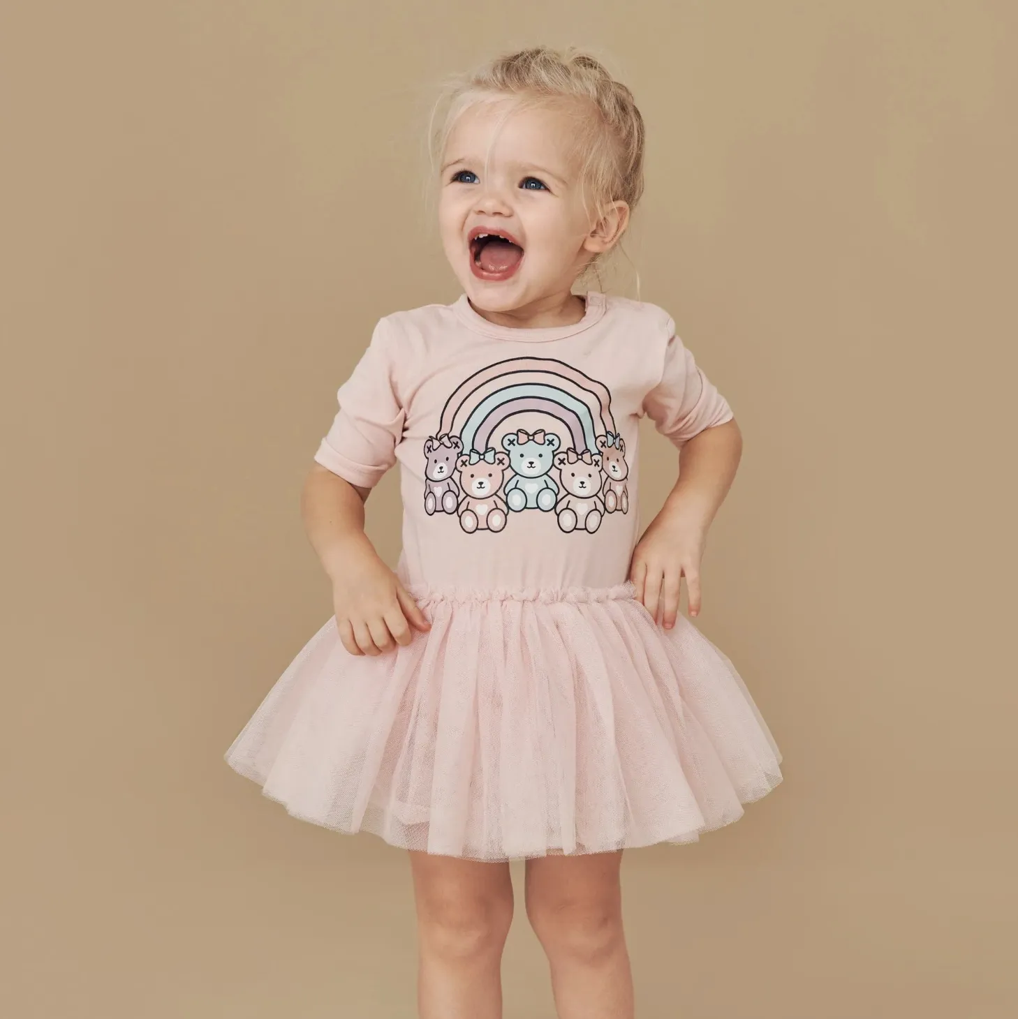 Hux - Rainbow Bears Ballet Onesie - Rose