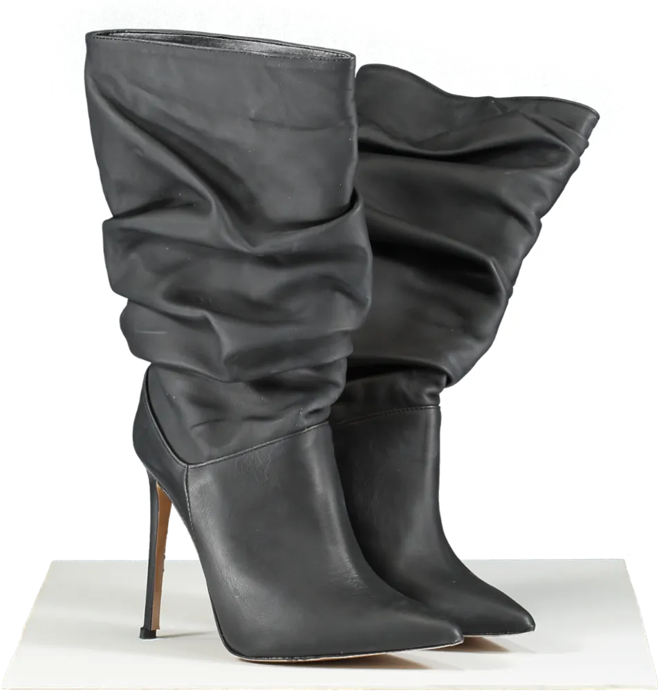 Identita Black Raissa Leather Slouch Boot UK 4 EU 37 👠