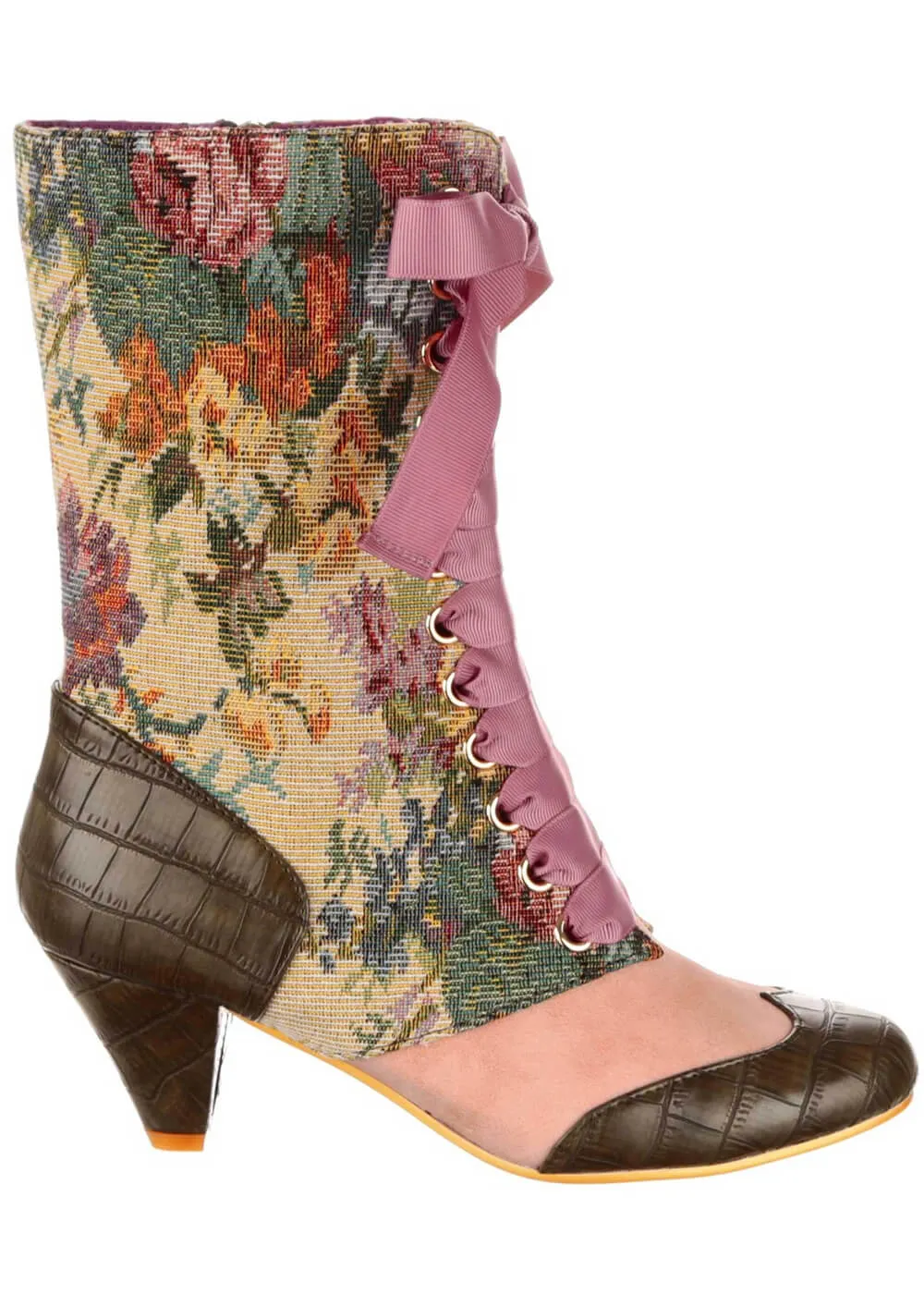 Irregular Choice Bed of Roses Lost Lover 40's Boots Green