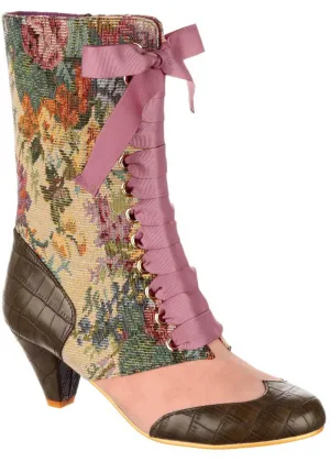 Irregular Choice Bed of Roses Lost Lover 40's Boots Green