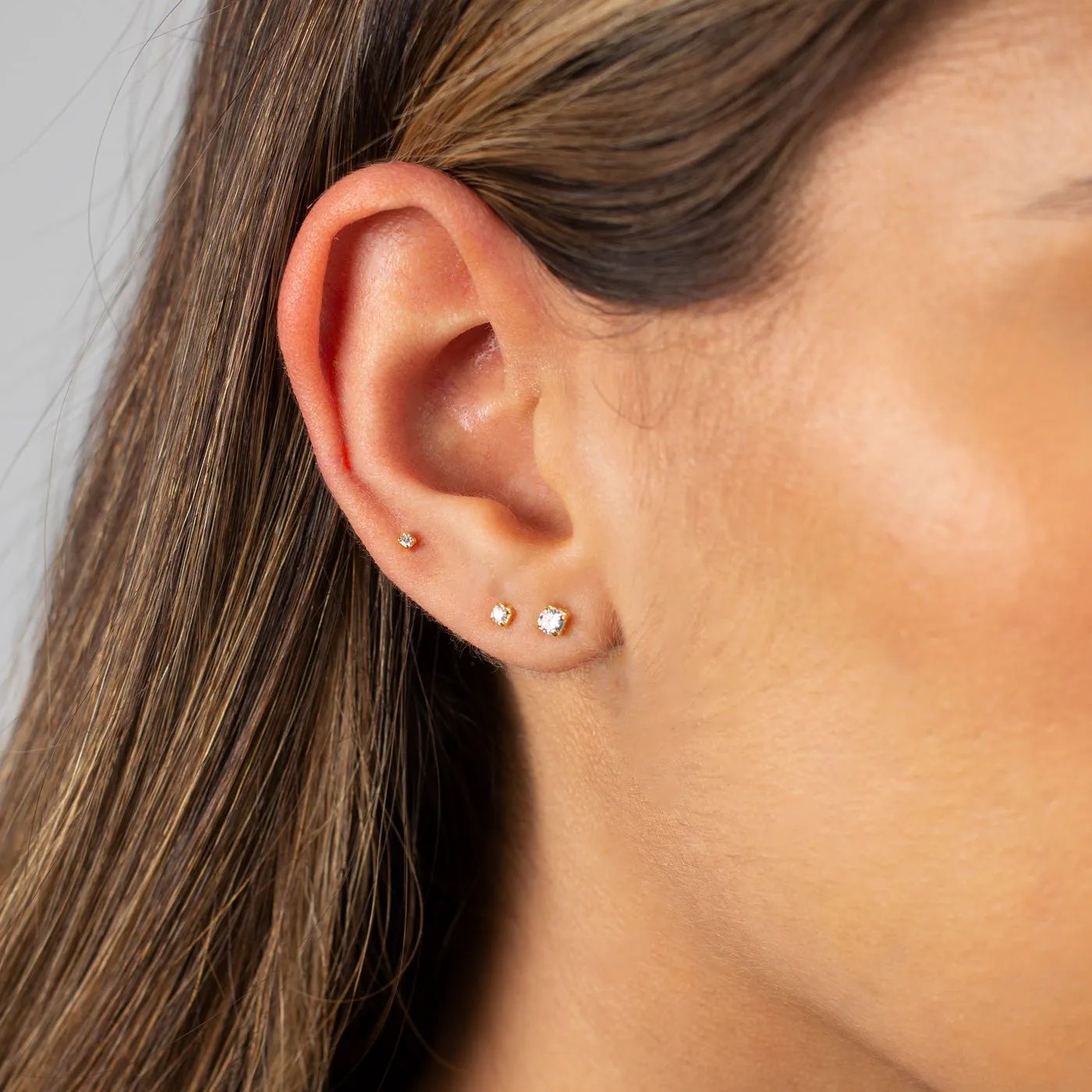 Itty Bitty Solitaire CZ Stud Earring