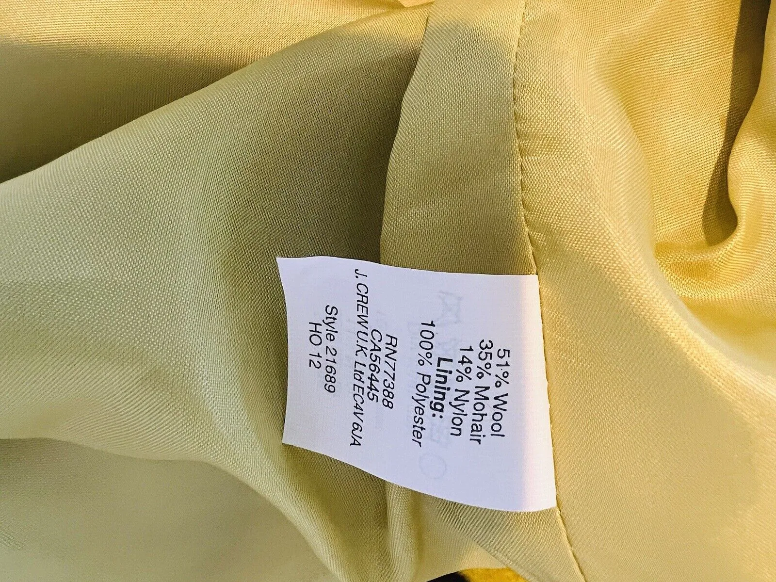 J. CREW Fuzzy Mustard Yellow Blouse Sz 8 Short Sleeve Top Lined Cropped Zip Back
