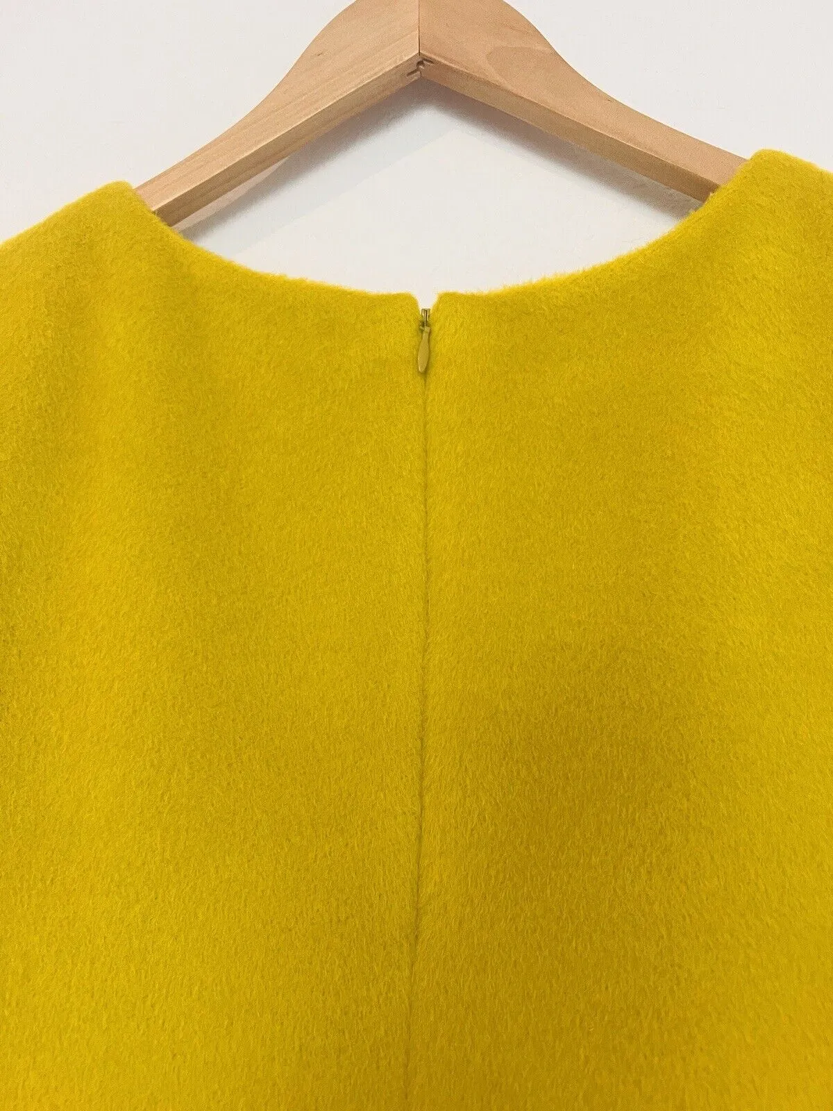 J. CREW Fuzzy Mustard Yellow Blouse Sz 8 Short Sleeve Top Lined Cropped Zip Back