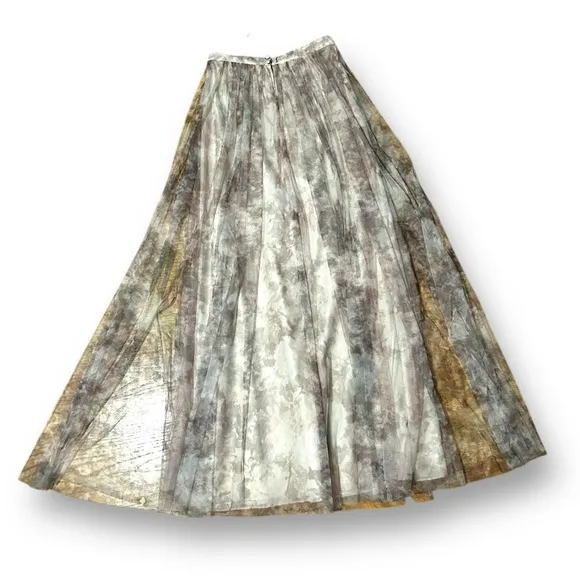 Jenny Yoo BHDLN Arabella Blush Multi Printed Tulle Floral Maxi Skirt Size 4