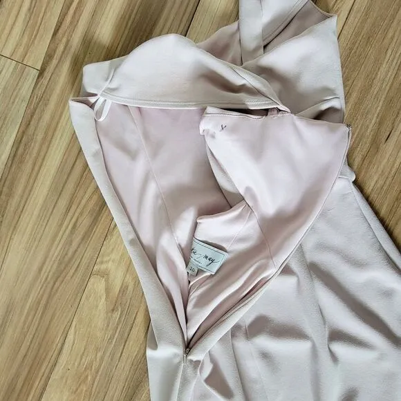 Katie May Georgia Crepe Cap Sleeve Knotted Back Gown in Light Ballet Pink Nude