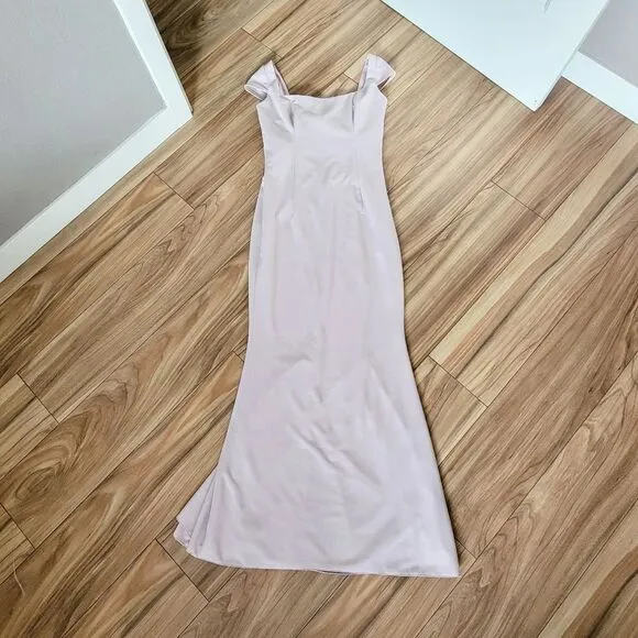 Katie May Georgia Crepe Cap Sleeve Knotted Back Gown in Light Ballet Pink Nude