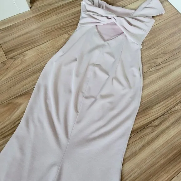 Katie May Georgia Crepe Cap Sleeve Knotted Back Gown in Light Ballet Pink Nude