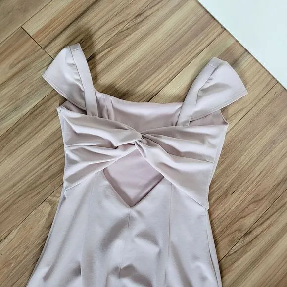 Katie May Georgia Crepe Cap Sleeve Knotted Back Gown in Light Ballet Pink Nude