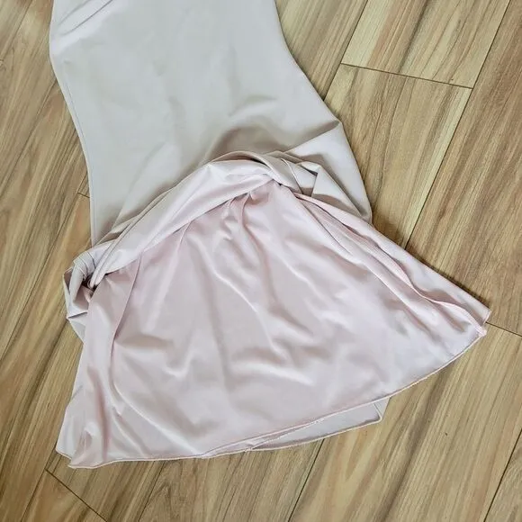 Katie May Georgia Crepe Cap Sleeve Knotted Back Gown in Light Ballet Pink Nude