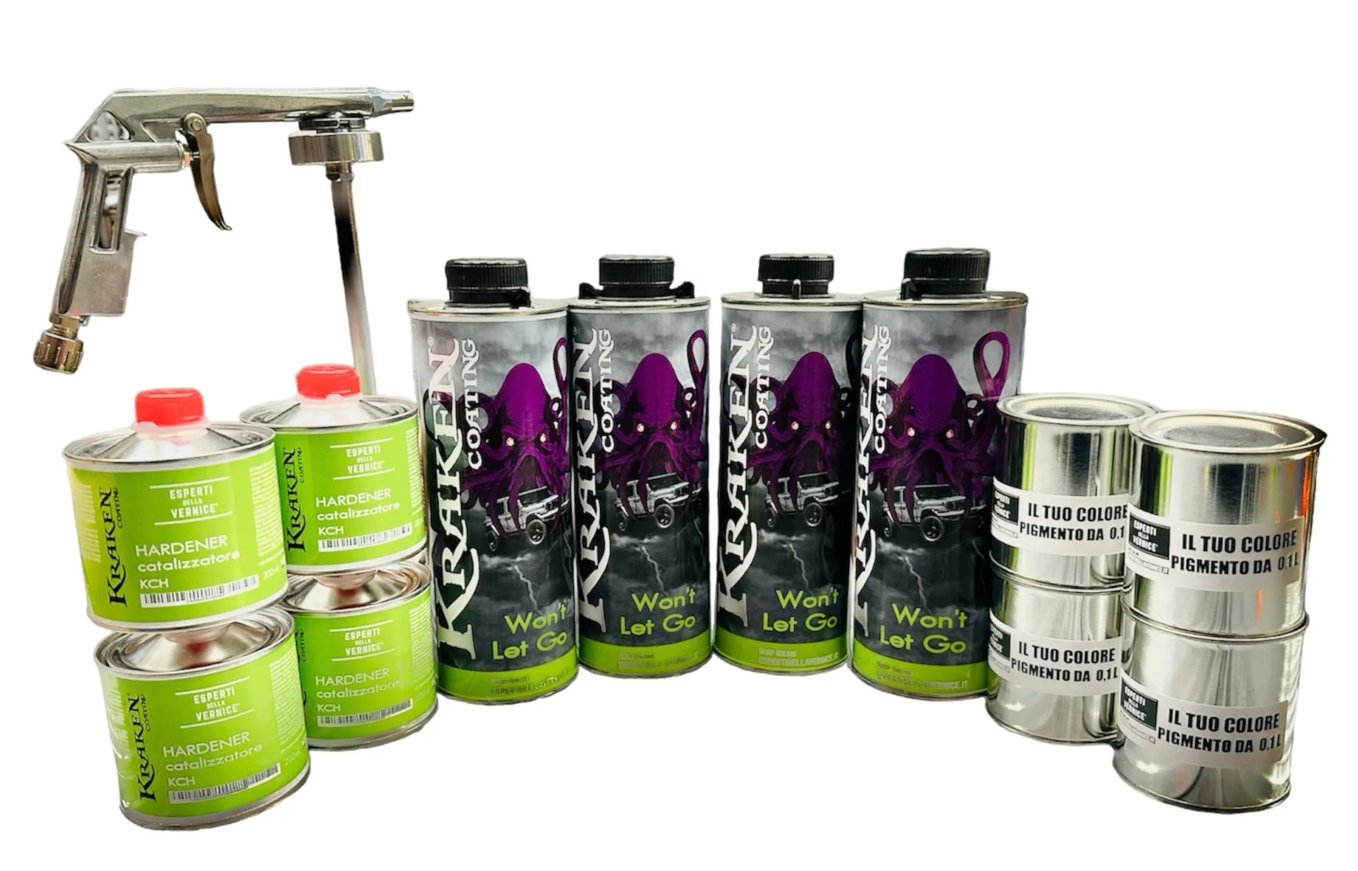 Kit KrakenCoating® BINDER 4L   Catalizzatore   Colore   Pistola base