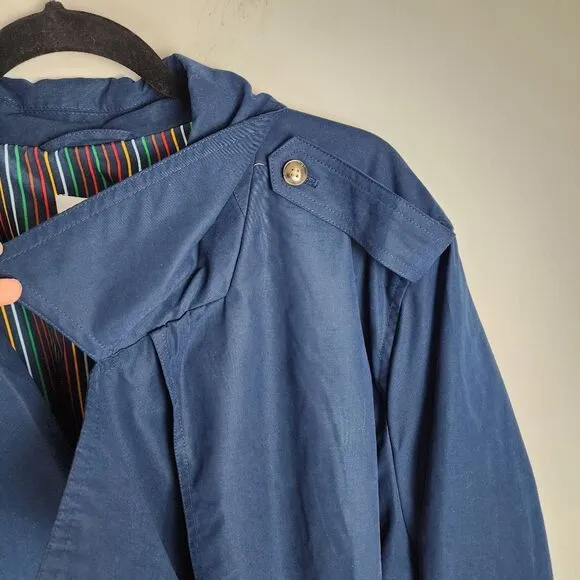 La Ligne Side Stripe Trench Coat Navy Tan Double Breasted Tie Belt Plus Size 4X