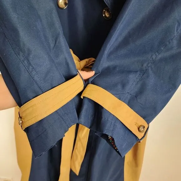 La Ligne Side Stripe Trench Coat Navy Tan Double Breasted Tie Belt Plus Size 4X