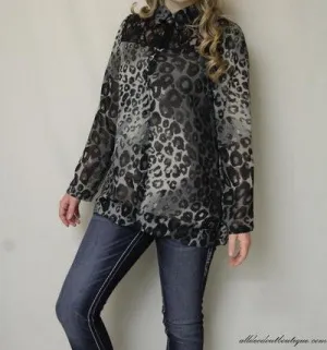 Lady Noiz | Grey Leopard Print with Black Lace