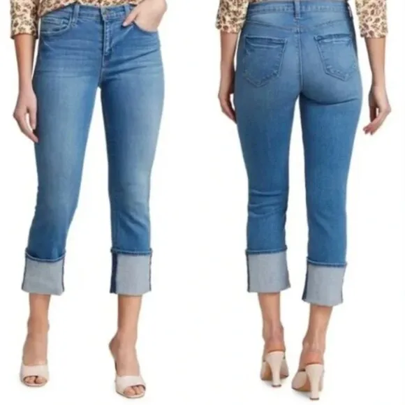 L'Agence Camilla High Rise Cropped Slim Jeans in Dover Wash Pockets Blue Size 25