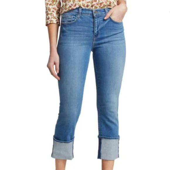 L'Agence Camilla High Rise Cropped Slim Jeans in Dover Wash Pockets Blue Size 25