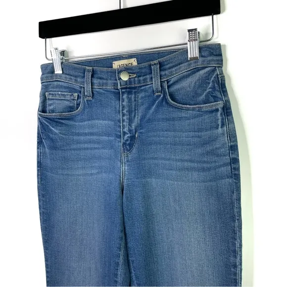 L'Agence Camilla High Rise Cropped Slim Jeans in Dover Wash Pockets Blue Size 25