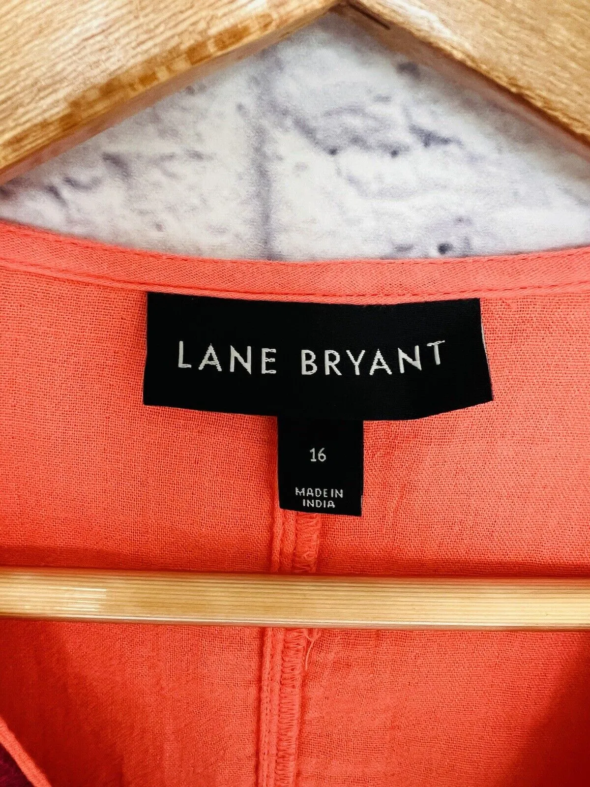 LANE BRYANT Plus Embroidered V-Neck Pullover Sz 16/18 Coral Color Boho Blouse