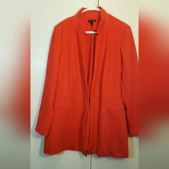 Lane Bryant Women's Plus Size Textured Ponte Longline Red Blazer Jacket size 22