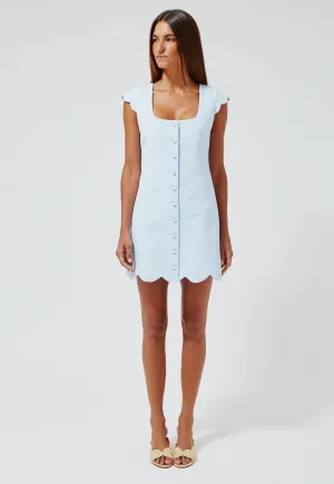 Lisa Marie Fernandez scallop pale blue swiss dot pique dress