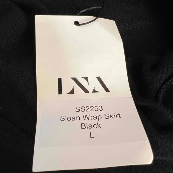 LNA Black Wrap Skirt Knit Tie Waist Womens Mini Skirt Size Large New
