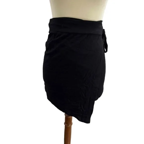 LNA Black Wrap Skirt Knit Tie Waist Womens Mini Skirt Size Large New