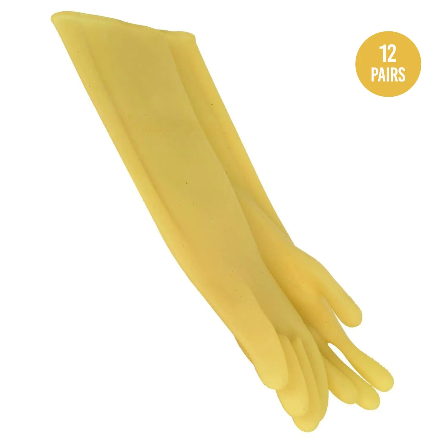 Long Cleaning 9 1/2" X 16" Gloves Yellow for Janitorial (12 Pairs Right  Left)