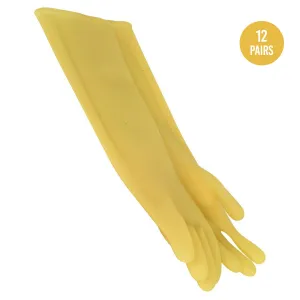 Long Cleaning 9 1/2" X 16" Gloves Yellow for Janitorial (12 Pairs Right  Left)