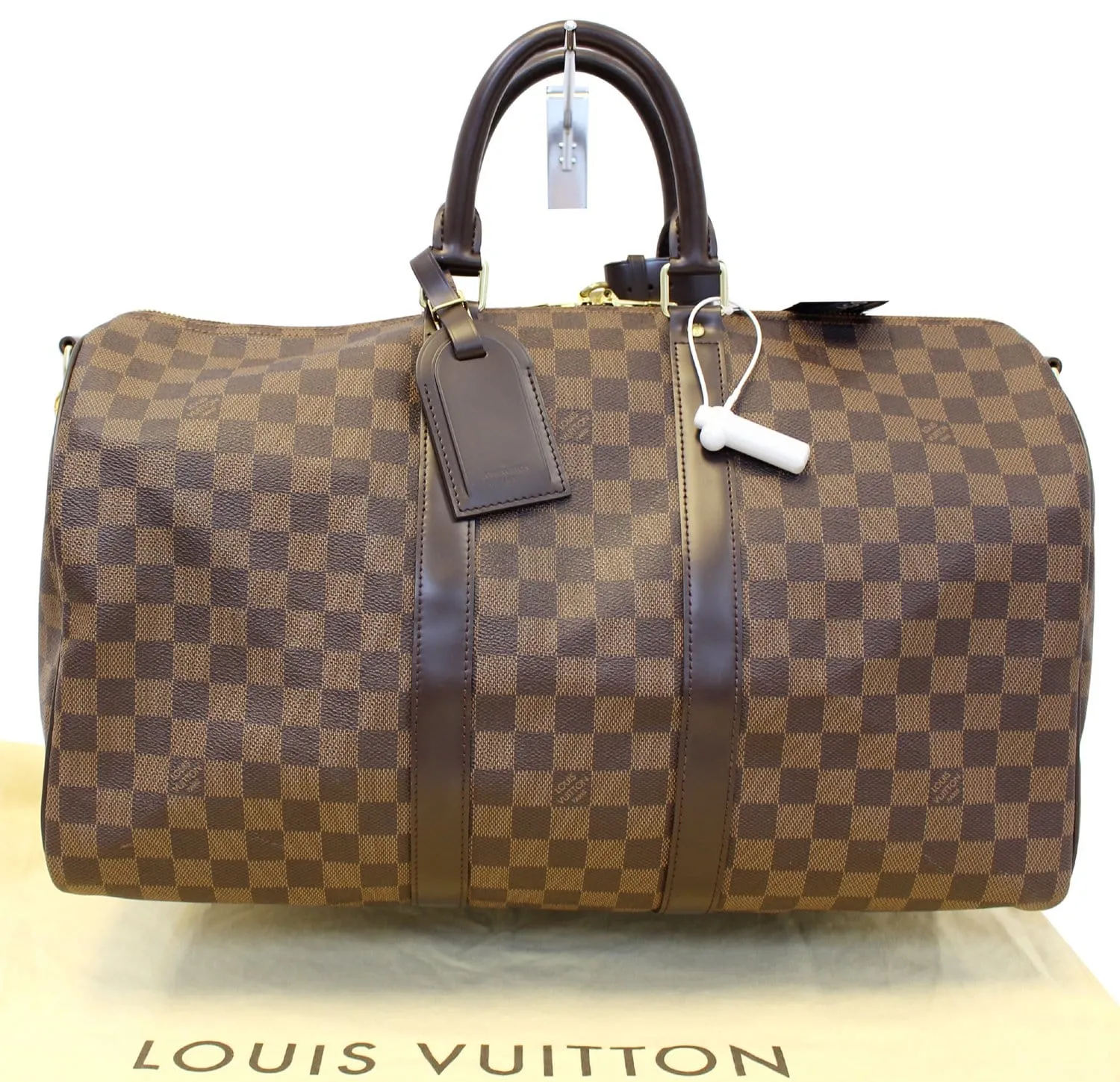 LOUIS VUITTON Keepall 45 Damier Ebene Bandouliere Travel Bag