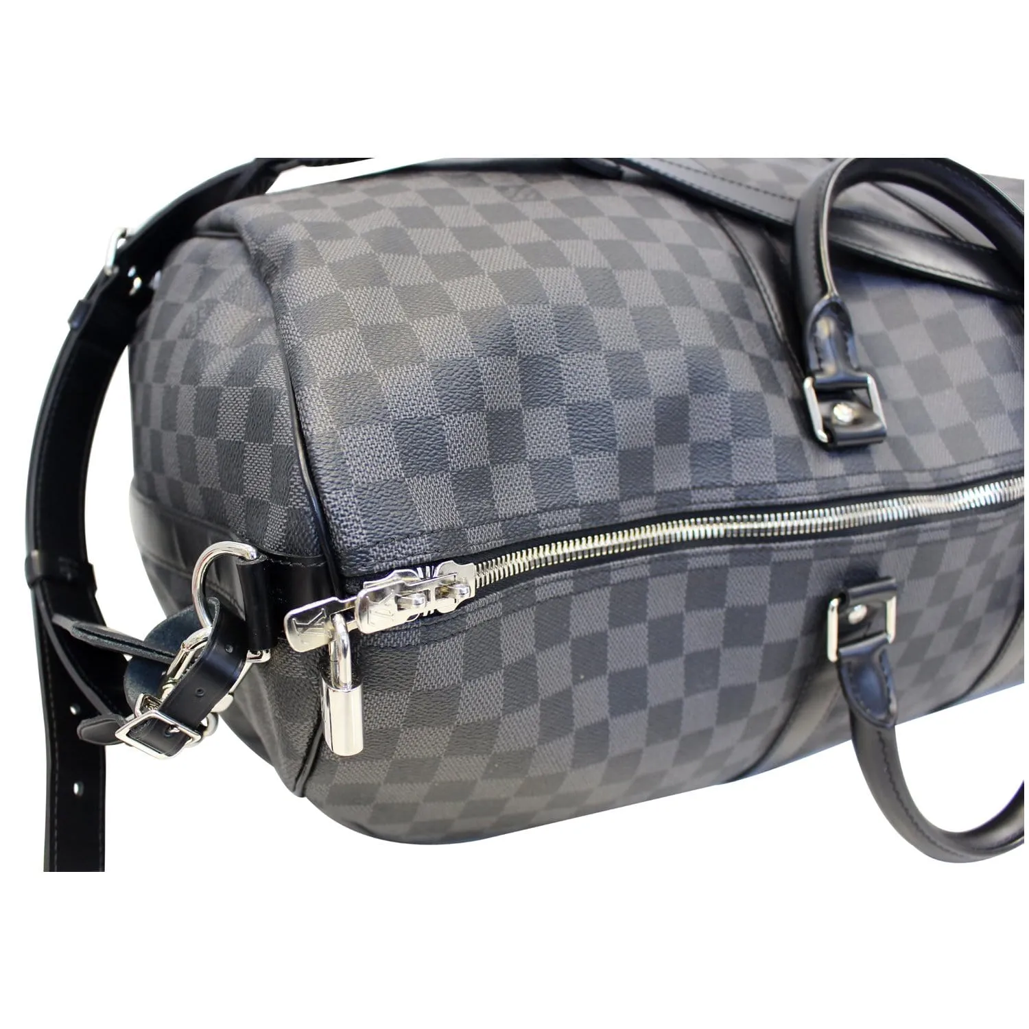 LOUIS VUITTON Keepall 55 Damier Graphite Bandouliere Travel Bag