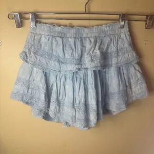Love Shack Fancy Ruffle Mini Heritage Baby Blue Skirt Size Small Delicate Fairy
