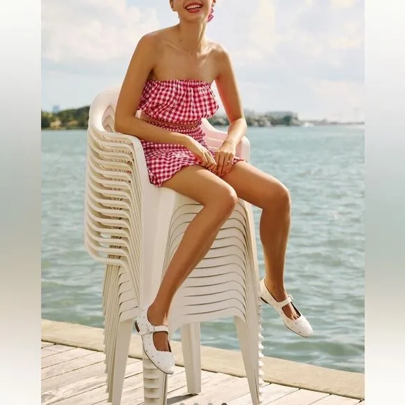 Mable Gingham Smocked Mini Skirt Set