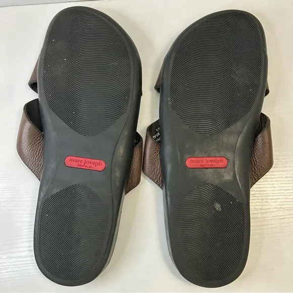 Marc Joseph Boone Ave Criss Cross Leather Strap Brown Men’s Sandal Sz 10.5