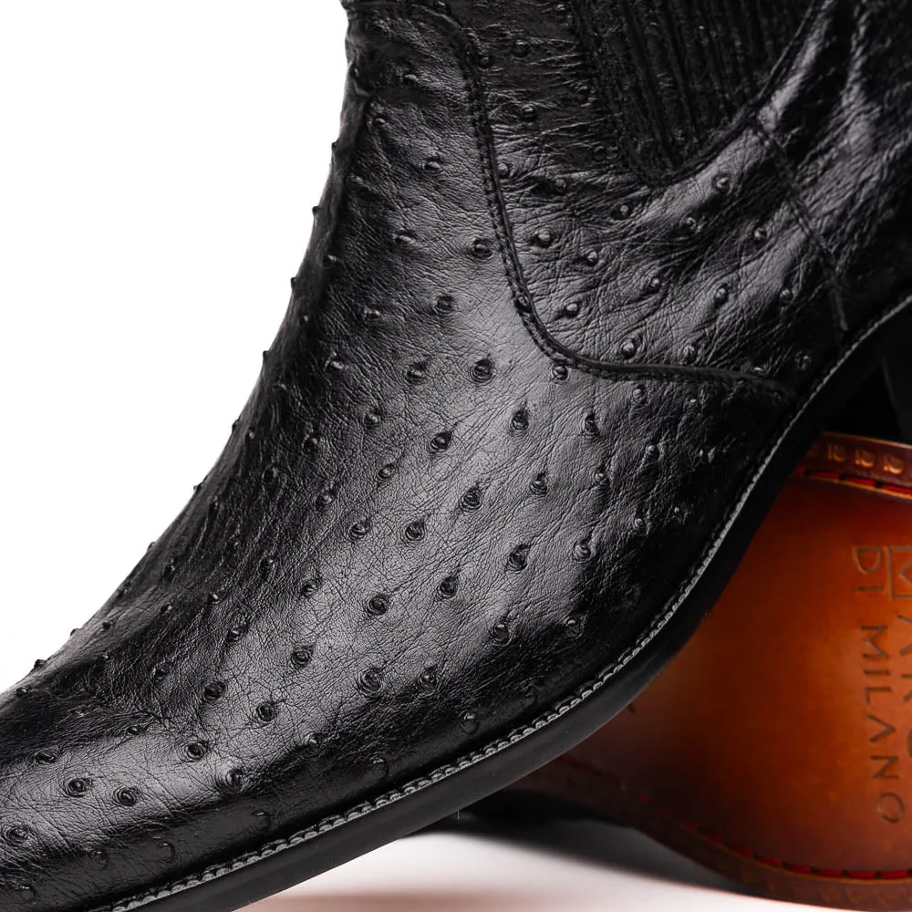 Marco Di Milano Giorgio Black Ostrich Quill Dress Boots