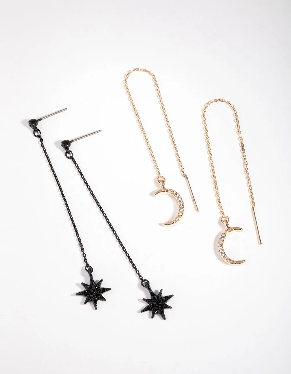 Matte Diamante Star & Moon Pack Earring