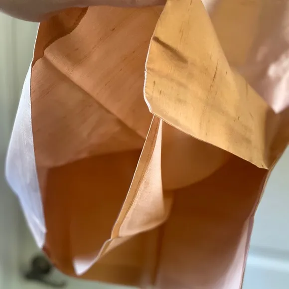 Max Mara Silk Long Orange Skirt Side Zipper Sz 14 Made in Italy