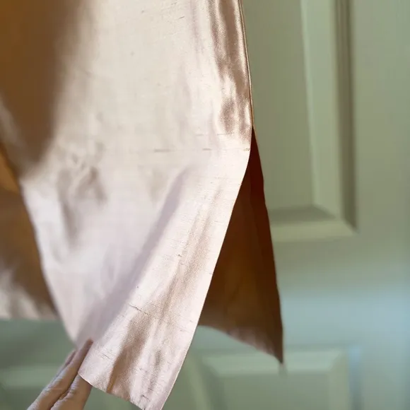 Max Mara Silk Long Orange Skirt Side Zipper Sz 14 Made in Italy