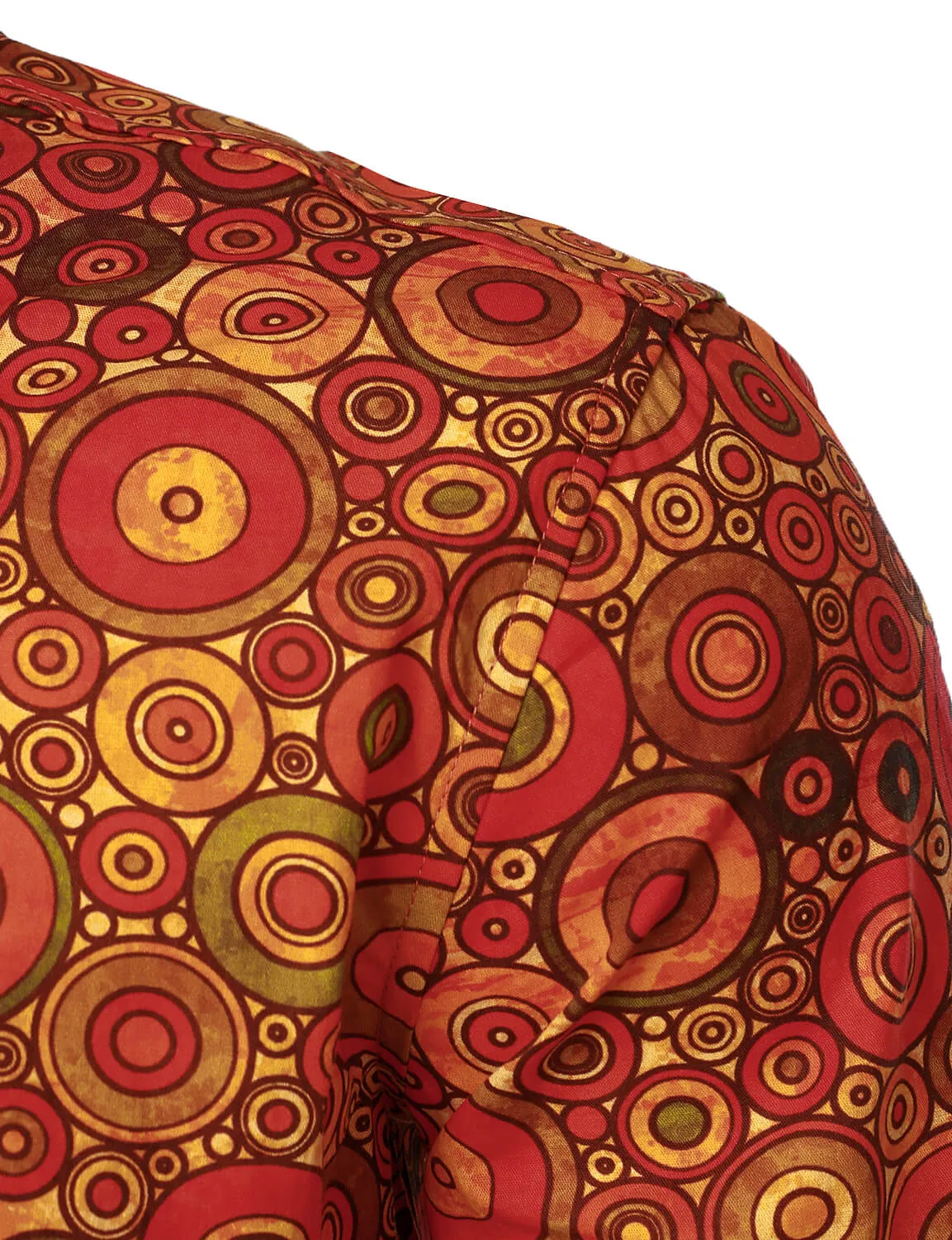Men's 70s Geometric Print Circle Cotton Long Sleeve Shirt